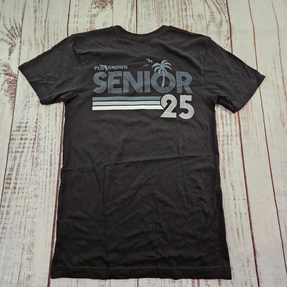 Senior 2025 FloGrown Black‎ Short Sleeve Cotton T-Shirt Adult S